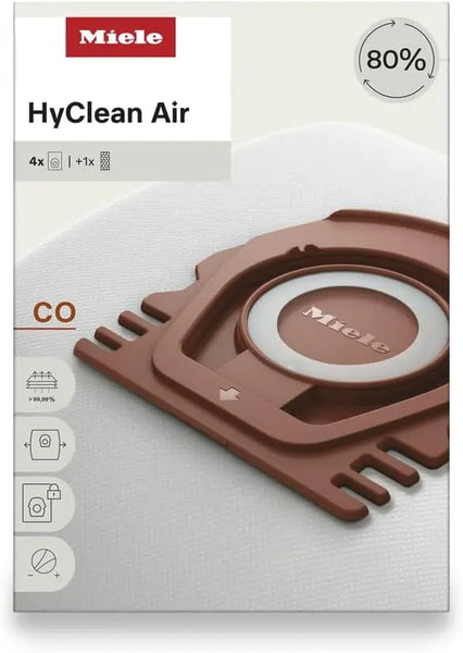 Miele HyClean Air CO Vacuum Cleaner Bags for Miele Guard M1 Vacuum Cleaners, Pack of 4 Vacuum Bags and 1 AirClean Exhaust Filter Miele