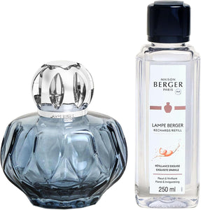 MAISON BERGER - Giftset Lampe Berger - Model Rosalie - Home Fragrance Diffuser - 7.6 x 4.8 x 7.7 inches - Includes Fragrance Exquisite Sparkle 250 milliliters - 8.45 Fluid Ounces (Blue) 
