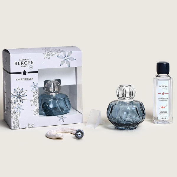 MAISON BERGER - Giftset Lampe Berger - Model Rosalie - Home Fragrance Diffuser - 7.6 x 4.8 x 7.7 inches - Includes Fragrance Exquisite Sparkle 250 milliliters - 8.45 Fluid Ounces (Blue) 