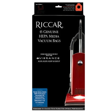 Riccar Hepa Bags 6 Pk for Vibrance R20UP, R20P, R20D, R20S Red Bag Collar, Self-Sealing System - Ballwinvacuum.com